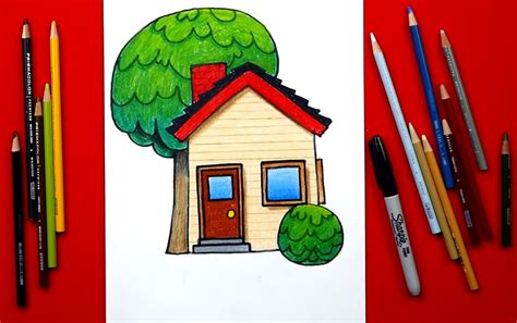 房子怎麼畫|兒童簡筆畫漂亮的房子 How To Draw a House Easy